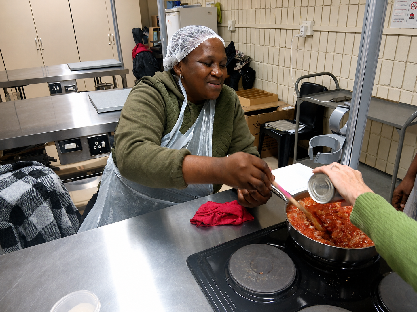 A participant cooking in the Tembaletu Food Lab kitchen